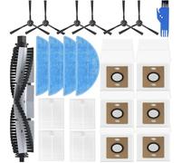 Confezione da 22 pezzi di ricambio per robot aspirapolvere ILIFE A30 A30 Pro, kit di accessori con 1 spazzola principale, 6 sacchetti per la polvere, 6 spazzole laterali, 4 filtri HEPA, 4 panni per