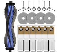 (Confezione da 23) Ricambi M3 compatibili con aspirapolvere robot Lefant M3, 1 spazzola a rullo, 6 spazzole laterali, 6 sacchetti per la polvere, 6 filtri HEPA con filtri in schiuma, 4 panni per mocio