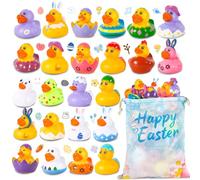 Confezione da 24 anatre in gomma per Jeep Ducking con un sacchetto, assortimento pasquale da 5,1 cm, per Jeep Duck Easter a tema crociera anatre per piscina, bomboniere, regali di compleanno