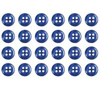Confezione da 24 bottoni rotondi in plastica blu reale da 11 mm, da cucire, per camicie e camicette, perlescenti piatti, 4 fori, 18 l