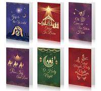Confezione da 24 Cartoline di Natale Cristiane Biglietti Natalizi Religiosi Carte di Auguri di Ringraziamento Celebrativi con Scritture e 24 Buste per Vacanze Invernali, Festa, Capodanno