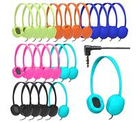 Confezione da 24 cuffie cablate Geekria per la uffie on-ear regolabili, cuffie per bambini con filo per scuole, studenti, biblioteche, laboratorio informatico, centri di test