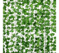 Confezione da 24 ghirlande di edera artificiale in plastica per esterni, decorazione per esterni, ghirlanda di edera da appendere per stanza, parete, giardino, matrimonio
