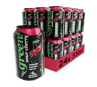 Confezione da 24 lattine di amarena verde, bevanda analcolica senza zuccheri aggiunti, a basso contenuto calorico, frizzante, aroma naturale di ciliegia, confezione da 24 lattine da 330 ml
