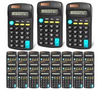 Confezione da 24 mini calcolatrici tascabili nere, display a 8 cifre, a batteria solare, doppia alimentazione, calcolatrici scientifiche e di base per studenti, bambini, casa e ufficio (nero)