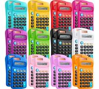 Confezione da 24 mini calcolatrici tascabili per studenti ad angolo portatile, display a 8 cifre, batteria solare, doppia alimentazione, piccola calcolatrice per studenti, bambini, casa, ufficio (12