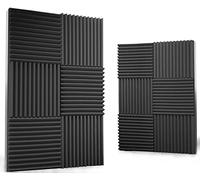 Confezione da 24 pannelli acustici, 3,5 x 30,5 x 30,5 cm, in schiuma acustica, cunei in schiuma per studio, pannelli ad alta densità, cunei insonorizzanti, carbone