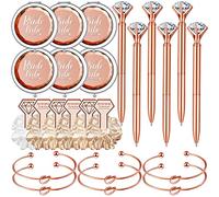 Confezione da 24 regali per proposte di damigella d'onore, 6 elastici per capelli per addio al nubilato, 6 specchi compatti per il trucco della sposa, 6 braccialetti con nodo d'amore, 6 penne