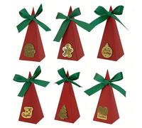 Confezione da 24 Scatole Regalo Natalizie con Fiocchi e Etichette - Scatole Regalo di Carta a Forma Triangolare per Feste di Natale, Addii al Celibato dei e , per il Natale