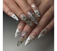 Confezione da 24 Spremiagrumi Su Unghie Accentate Riutilizzabili Unghie Finte Per Le Donne Durevole Portatile Nail Art