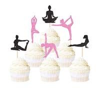 Confezione da 24 topper per cupcake a tema ginnastica, yoga, palestra, ragazza, decorazioni colorate per cupcake, ginnastica, yoga, decorazioni per torte a tema palestra, baby shower, feste di