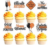 Confezione da 24 topper per cupcake con scritta "Happy Retirement" Out Of Office Forever No Work Zone, The Lagend has Retirement, decorazioni per cupcake per feste ufficialmente in pensione, colore