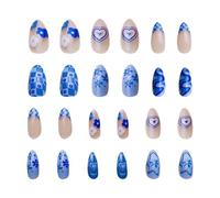 Confezione Da 24 Unghie Finte Blu Con Adesivi Autoadesivi, Unghie Finte Carine, Unghie Decorative Per Donne, Adesivi Per Nail Art, Nail Art