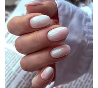 Confezione da 24 unghie finte rosse - ovali medie a pressione con colla - da donna - resistenti, a copertura totale, con punte in acrilico(Pink)