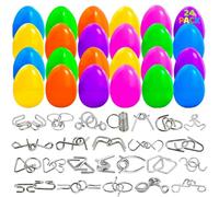 Confezione da 24 uova di Pasqua pre-riempite per cestini, uova di Pasqua in plastica con rompicapo in metallo, giocattoli puzzle per bambini, regali per caccia alle uova, bomboniere per feste