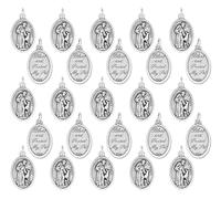 Confezione da 25 - Ciondolo San Francesco d'Assisi Benedici e Proteggi il mio animale domestico - 2,5 cm Medaglietta in argento ossidato San Francesco piccola per benedizione degli animali domestici