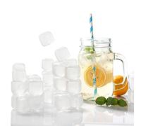 Confezione da 25 cubetti di ghiaccio riutilizzabili, in plastica bianca, per bevande, whisky, vodka o caffè, lavabili senza diluire e sciogliere