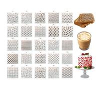 Confezione da 25 stencil per biscotti, decorazione natalizia, stencil per torte e biscotti, riutilizzabili, per aerografo, strumenti per biscotti, pasticceria, pittura, dessert, caffè, decorazioni fai