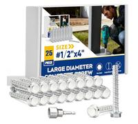 Confezione da 25 viti per calcestruzzo di grande diametro, 1/2 "x 4", resistenti ancoraggi per calcestruzzo, viti per muratura per mattoni, blocchi, legno e cornici, viti esagonali zincate