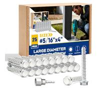 Confezione da 25 viti per calcestruzzo di grande diametro, 5/16 "x 10,2 cm, resistenti ancoraggi per calcestruzzo, viti per muratura, per mattoni, blocchi, legno e cornici, viti esagonali zincate