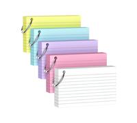 Confezione da 250 Schede Colorate da 3x5 Pollici con Portachiavi - Peso Pesante 180 G/MÂ² per Studio e un'Organizzazione Efficaci