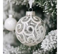 Confezione da 28 palline bianche trasparenti a spirale per decorazioni per l'albero di Natale - Grandi palline di plastica infrangibili da 80 mm, ghiaccioli e fiocchi di neve