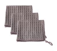 Confezione da 3 asciugamani in microfibra per la pulizia, design a nido d'ape per un'eccellente assorbenza e maneggevolezza (marrone)