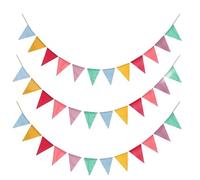 Confezione da 3 bandiere per striscioni, Burlap Cotton Colorful Triangle Flag, Triangle Bunting Flag Banners for Party, Birthday, Festival, Christmas Strap Hanging Decorations