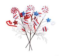 Confezione da 3 bastoncini di bacche artificiali patriottiche, spray decorativi per il giorno della commemorazione della casa (B)