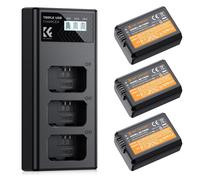 Confezione da 3 batterie NP FW50 da 1100 mAh e caricatore LCD a 3 alloggiamenti