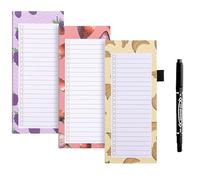 Confezione da 3 blocchi magnetici per lista della spesa per frigorifero, con 1 pennarello, blocco per lista delle cose da fare, 150 fogli strappabili, per frigorifero, con passante per penna, per