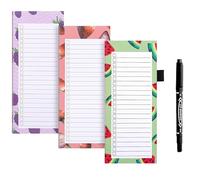 Confezione da 3 blocchi magnetici per lista della spesa per frigorifero, con 1 pennarello, blocco per lista delle cose da fare, 150 fogli strappabili, per frigorifero, con passante per penna, per