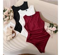 Confezione da 3 body aderenti basic, senza maniche, multicolore, casual, comodi e versatili per l'uso quotidiano, adatti per l'estate, per uscire, per le donne in taglie forti 0XL,1XL,2XL,3XL,4XL,5XLC