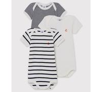 Petit Bateau - Lot de 3 bodies Manches Courtes Marinière Multicolore - Abbigliamento 12M Multicolore