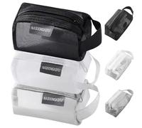 Confezione da 3 borse a rete con cerniera, piccola borsa per cosmetici da viaggio, mini custodia organizer per borsa e articoli da toeletta...