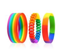 Confezione Da 3 Braccialetti Colorati, Braccialetti Twist Colorati, Braccialetti Intrecciati, Braccialetti In Silicone, Braccialetti Arcobaleno, Braccialetti Orgoglio, Accessori Di Abbigliamento