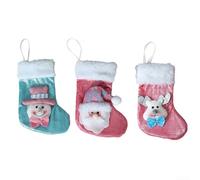 Confezione da 3 calzini per albero di Natale da appendere | Confezione da 3 calzini in tessuto, decorazioni per albero festivo, ornamenti da appendere, vacanze per lo spirito