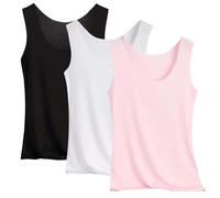 Confezione da 3 canottiere da donna estive, senza cuciture, in seta fredda, slim fit, elasticizzate, grandi dimensioni, sport, allenamento, basic, crop top, biancheria intima, tinta unita, top da