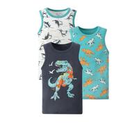 Confezione da 3 canottiere da ragazzo con dinosauro, senza maniche, canottiera intima per bambini, maglietta colorata