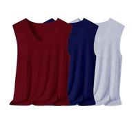 Confezione da 3 canottiere da uomo senza maniche in seta di ghiaccio, magliette intime, ad asciugatura rapida, maglietta da palestra, maglietta da allenamento, Rosso+navy+grigio, L
