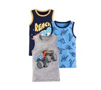 Confezione da 3 Canottiere Dinosaurs per Bambini Magliette Intime Senza Maniche in Cotone 3pezzi (Grey2, 3-4 Years)