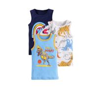 Confezione da 3 Canottiere Dinosaurs per Bambini Magliette Intime Senza Maniche in Cotone 3pezzi (Light Blue1, 6-7 Years)