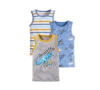 Confezione da 3 Canottiere Dinosaurs per Bambini Magliette Intime Senza Maniche in Cotone 3pezzi (Light Blue2, 5-6 Years)