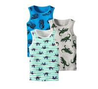 Confezione da 3 Canottiere Dinosaurs per Bambini Magliette Intime Senza Maniche in Cotone 3pezzi (Mint Green, 6-7 Years)