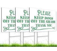 Confezione da 3 cartelli con picchetto, con scritta "Please Keep Off Grass - No Dog Poop Signs for Yard Outdoor - Pick Up After Your Dog Sign - No Pets No Dogs Allowed or Keep Dogs Off Lawn Signs with