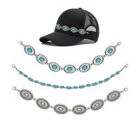 Confezione da 3 catene per cappelli da camionista da donna, stile perlato e occidentale, ciondoli a clip per cappelli da camionista e cappelli da cowgirl, acciaio inossidabile e ferro (cappelli non