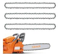 Confezione da 3 catene per motosega per barra da 30 cm, 45 maglie, 3/8" LP calibro 1,1 mm, catena di ricambio in acciaio al manganese 65 compatibile con Ryobi OCS1830, Bosch AKE 30 Li, Makita, Dewalt