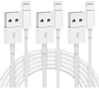 Confezione da 3 cavi di ricarica rapidi certificati MFi da 2 m per iPhone, Lightning a USB, per Apple iPhone 14, 13, 12, 11 Pro Max, XR, XS, 8, 7, 6, 5, SE, iPad Mini Air (bianco)