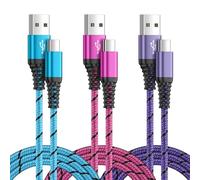 Confezione da 3 cavi USB di tipo C a ricarica rapida per Samsung Galaxy A55/A54/A56/A17/A16/A15/S25/S24/S23/S22/S21/S10/A34 - 0,9 m - Cavo di ricarica rapida USB C - Per Google Pixel, Xiaomi, Huawei