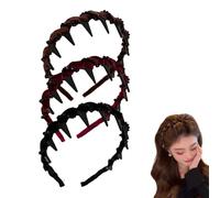 Confezione da 3 cerchietti per capelli vintage con perle artificiali di cranio alto, con strass, per donne, feste di nozze, eleganti fasce per capelli con perle intrecciate con denti (cristallo, 3)